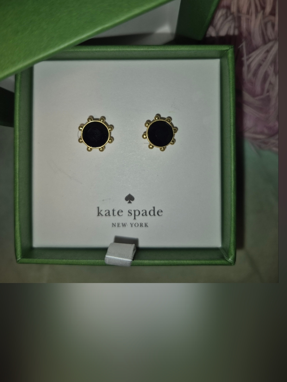 Kate Spade Black and Gold Sunburst "Flying Colors" Stud Earrings-BNWT!